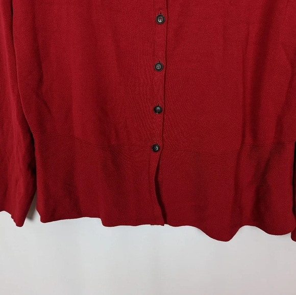 Lafayette 148 NY size. 3X Red Cardigan Button Up Sweater Viscous Knit Top - Picture 3 of 6